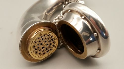 RARE ANTIQUE SAMSON MORDAN STERLING SILVER COMBINATION VINAIGRETTE PERFUME BOTTLE - ADDITIONAL PHOTO 2