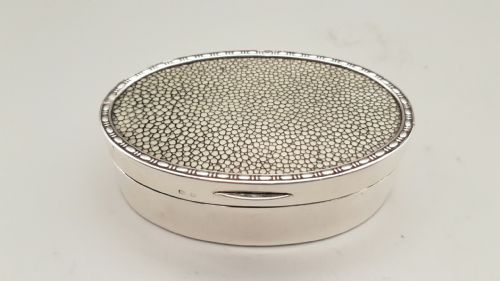 superb silver shagreen trinket box hallmarked birmingham 1912 - CATEGORY: ANTIQUE SILVER - DATED 1910