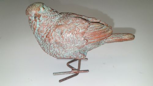 charming vintage french metal sparrow lovely modellingcasting patina - CATEGORY: ANTIQUE METAL - DATED 1930