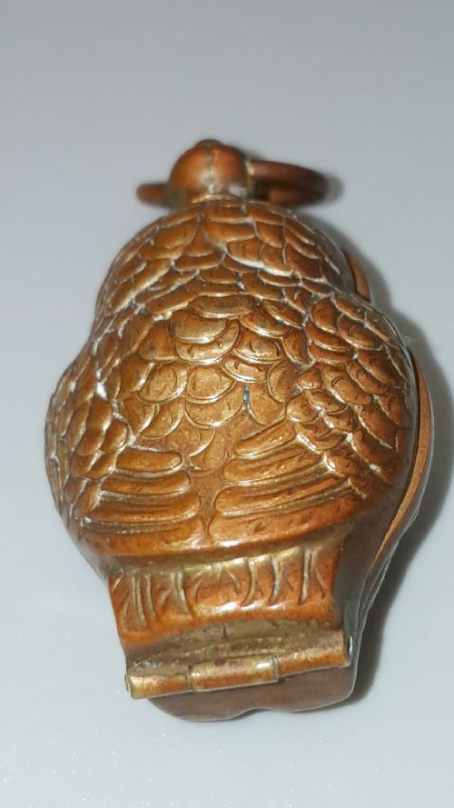 RARE ANTIQUE BRONZE SOVEREIGN CASE IN THE FORM OF AN OWL - ADDITIONAL PHOTO 1