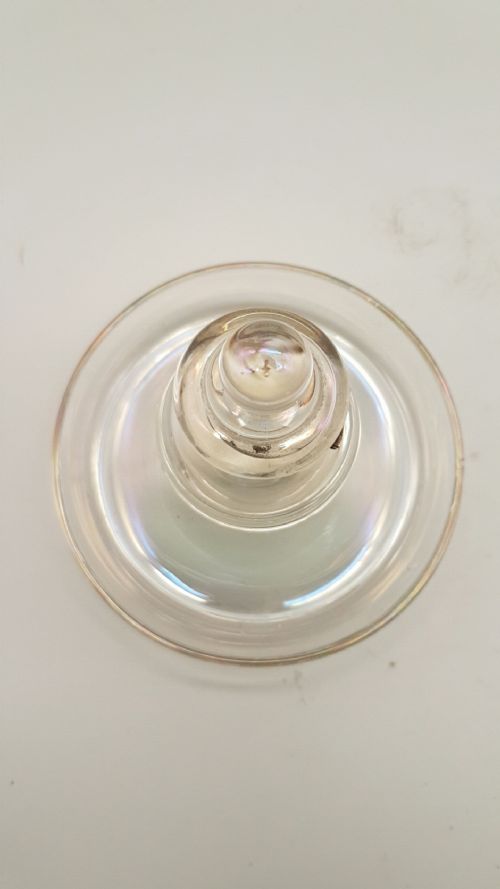 UNUSUAL VINTAGE GLASS INKWELL WITH BRASS FITTINGS - ADDITIONAL PHOTO 5