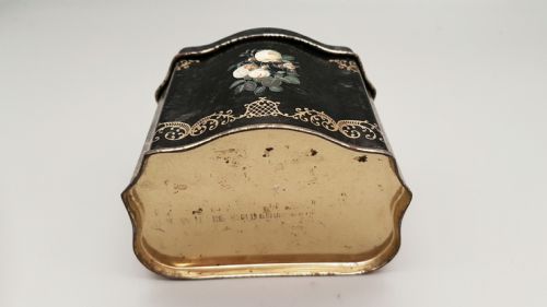 RARE ANTIQUE 19THC FRENCH TLE TOLEWARE HANDPAINTED TIN BOX - ADDITIONAL PHOTO 4