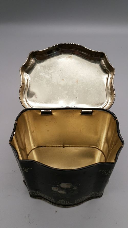 RARE ANTIQUE 19THC FRENCH TLE TOLEWARE HANDPAINTED TIN BOX - ADDITIONAL PHOTO 5