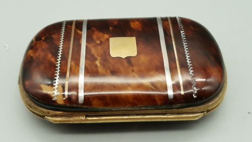 SUPERB ANTIQUE TORTOISESHELL PURSE WITH INLAID GOLD AND SILVER DECORATION - ADDITIONAL PHOTO 1