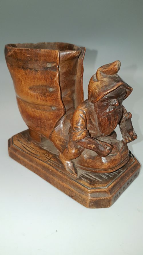 rare swiss 19th century treen walnut figure astride a boot - CATEGORY: ANTIQUE MISCELLANEOUS - DATED 19TH CENTURY