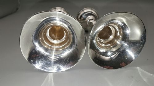 DELIGHTFUL PAIR OF VINTAGE STERLING SILVER TRUMPET BUD VASES BY J GLOSTER LTD BIRMINGHAM 1970 - ADDITIONAL PHOTO 5