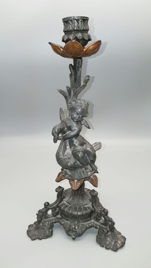 CHARMING PAIR OF FRENCH PUTTI CANDLEHOLDERS IN THE STYLE OF SYLVAIN KINSBURGER - ADDITIONAL PHOTO 1