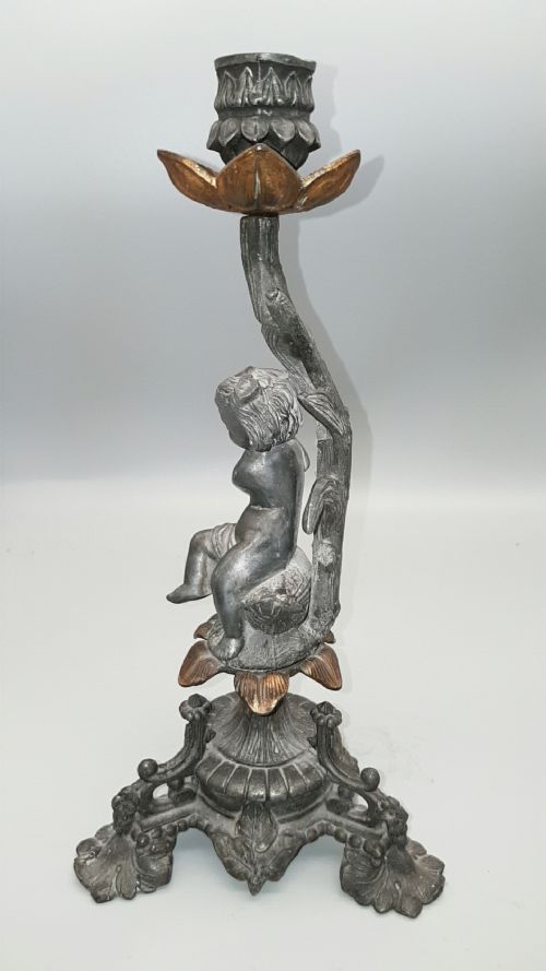 CHARMING PAIR OF FRENCH PUTTI CANDLEHOLDERS IN THE STYLE OF SYLVAIN KINSBURGER - ADDITIONAL PHOTO 2