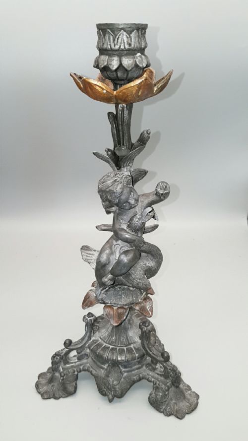 CHARMING PAIR OF FRENCH PUTTI CANDLEHOLDERS IN THE STYLE OF SYLVAIN KINSBURGER - ADDITIONAL PHOTO 5