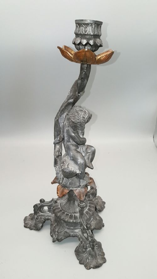 CHARMING PAIR OF FRENCH PUTTI CANDLEHOLDERS IN THE STYLE OF SYLVAIN KINSBURGER - ADDITIONAL PHOTO 6