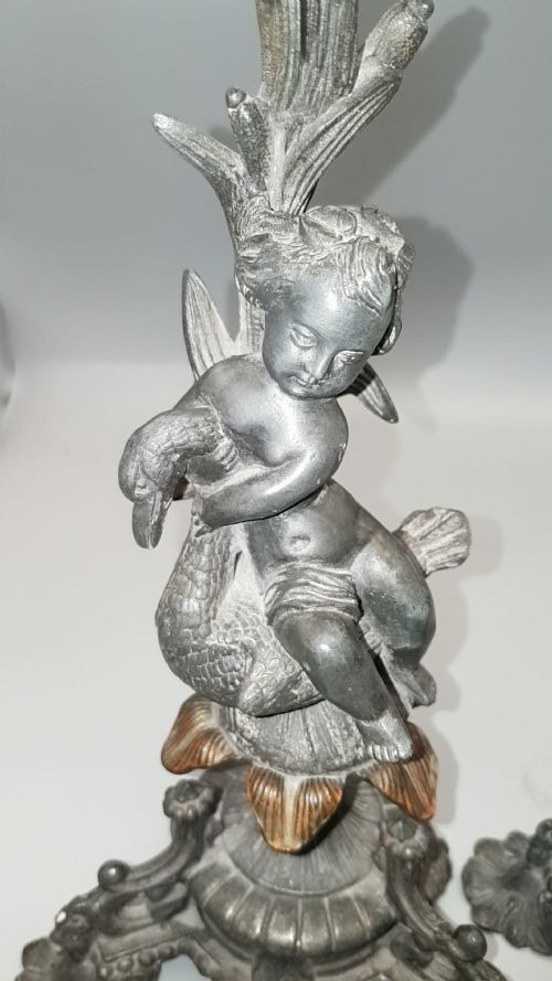 CHARMING PAIR OF FRENCH PUTTI CANDLEHOLDERS IN THE STYLE OF SYLVAIN KINSBURGER - ADDITIONAL PHOTO 9