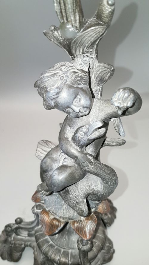 CHARMING PAIR OF FRENCH PUTTI CANDLEHOLDERS IN THE STYLE OF SYLVAIN KINSBURGER - ADDITIONAL PHOTO 10