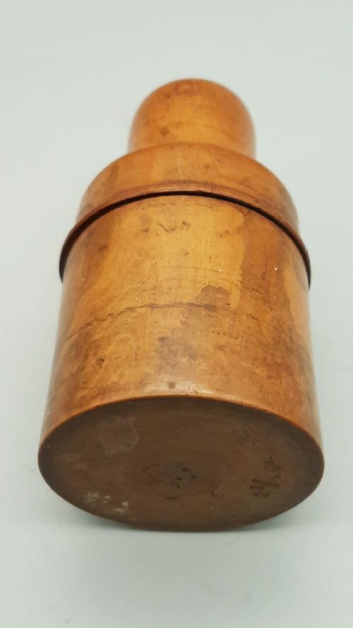 ANTIQUE FRUITWOOD TREEN CONTAINER WITH BOTTLE MARKED ACID NITRIC - ADDITIONAL PHOTO 3