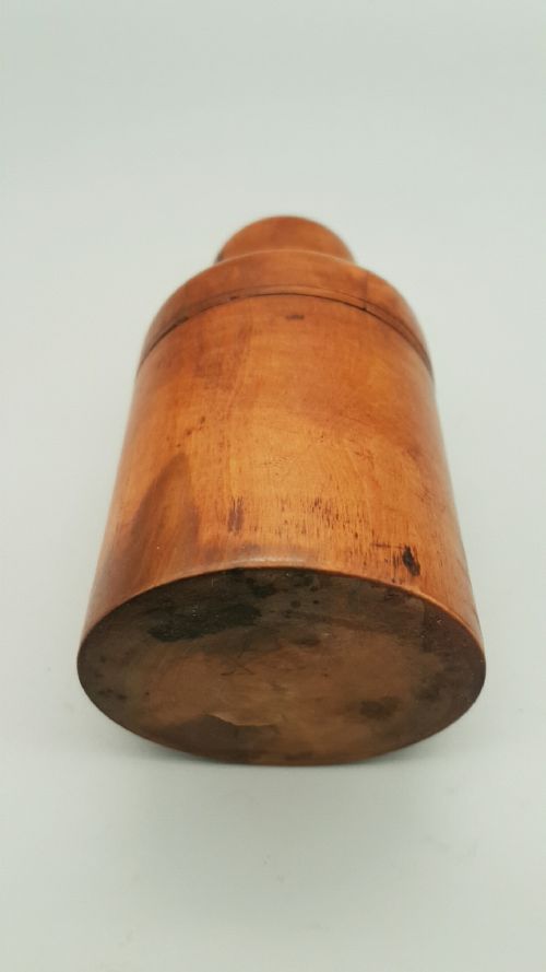 ANTIQUE FRUITWOOD TREEN CONTAINER WITH PERFUME BOTTLE - ADDITIONAL PHOTO 2