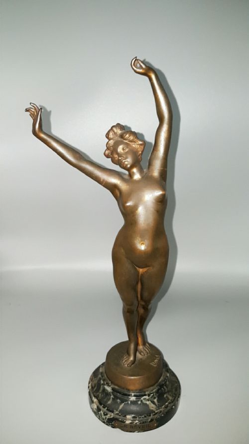 original early 20thc art deco bronze nude le rveil the awakening by fernand david signed - CATEGORY: ANTIQUE METAL - DATED 1920