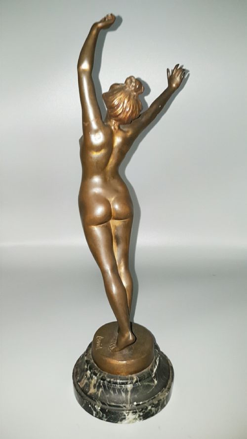 ORIGINAL EARLY 20THC ART DECO BRONZE NUDE LE RVEIL THE AWAKENING BY FERNAND DAVID SIGNED - ADDITIONAL PHOTO 2
