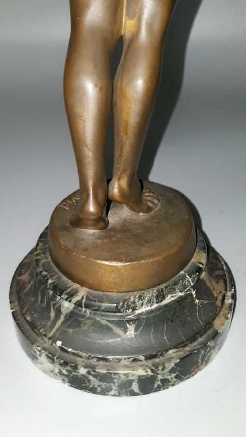 ORIGINAL EARLY 20THC ART DECO BRONZE NUDE LE RVEIL THE AWAKENING BY FERNAND DAVID SIGNED - ADDITIONAL PHOTO 7