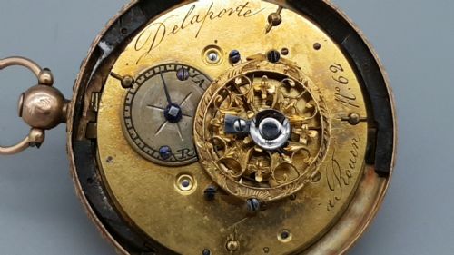 EXQUISITE RARE 18THC FRENCH 18K GOLD TURQUOISE RUBY POCKET WATCH - ADDITIONAL PHOTO 8