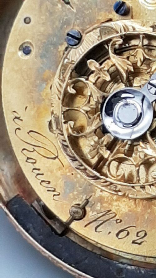 EXQUISITE RARE 18THC FRENCH 18K GOLD TURQUOISE RUBY POCKET WATCH - ADDITIONAL PHOTO 9