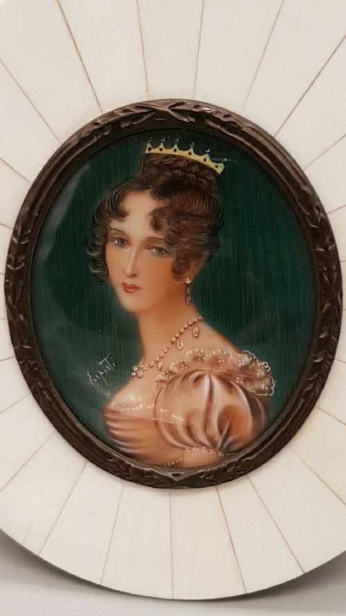 SUPERB 18TH19THC ITALIAN MINIATURE PORTRAIT OF A LADY PERIOD FRAME SIGNED - ADDITIONAL PHOTO 1