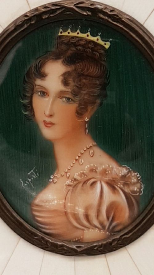 SUPERB 18TH19THC ITALIAN MINIATURE PORTRAIT OF A LADY PERIOD FRAME SIGNED - ADDITIONAL PHOTO 2
