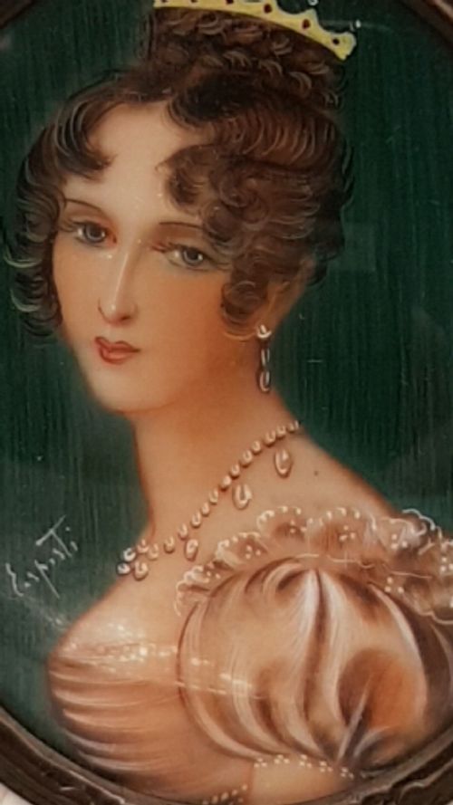 SUPERB 18TH19THC ITALIAN MINIATURE PORTRAIT OF A LADY PERIOD FRAME SIGNED - ADDITIONAL PHOTO 3