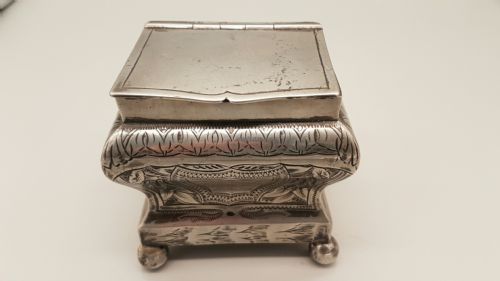rare victorian silver plate tea caddy with ball feet by william briggs of sheffield - CATEGORY: ANTIQUE SILVER - DATED 19TH CENTURY