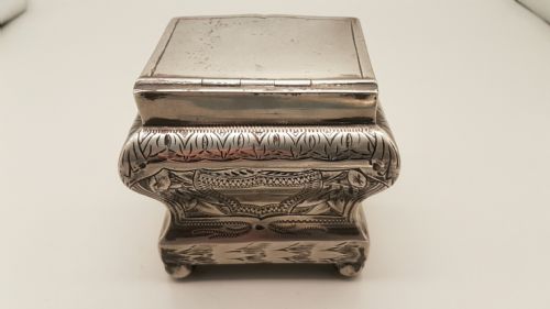RARE VICTORIAN SILVER PLATE TEA CADDY WITH BALL FEET BY WILLIAM BRIGGS OF SHEFFIELD - ADDITIONAL PHOTO 3