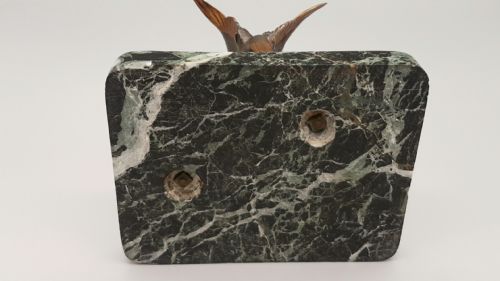 UNUSUAL VICTORIAN BRONZE BIRD OF PREY WITH MOTHER OF PEARL TRINKET DISH - ADDITIONAL PHOTO 5