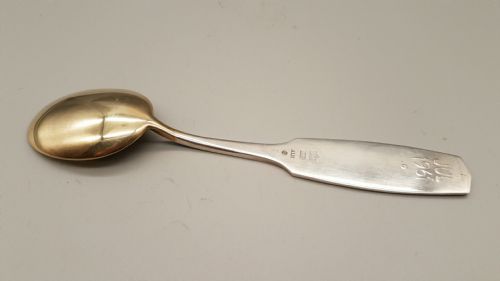 RARE ANTON MICHELSEN DENMARK STERLING SILVER GOLDWASHED ENAMEL SPOON - ADDITIONAL PHOTO 1