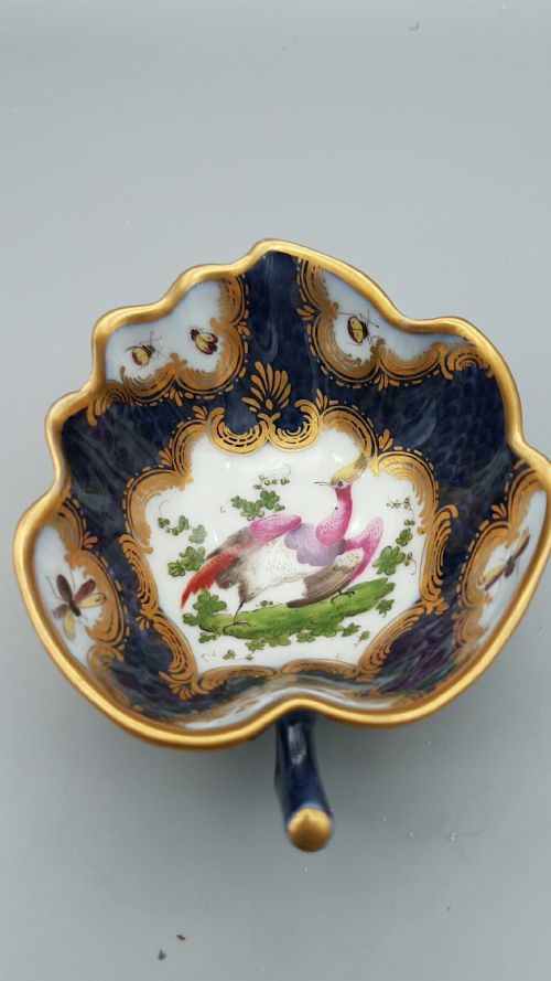 DELIGHTFUL ANTIQUE VICTORIAN LEAF SHAPED BUTTER BOAT BY SAMSON PARIS - ADDITIONAL PHOTO 2