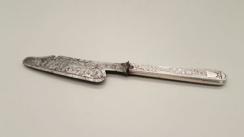 rare victorian surgical knife with engraved steel blade silver handle - CATEGORY: ANTIQUE SILVER - DATED 19TH CENTURY