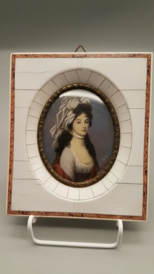 1819thc german miniature portrait of queen knigin luise 17761810 in period frame - CATEGORY: ANTIQUE ART - DATED 19TH CENTURY