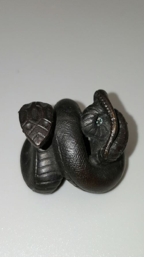 rare japanese meiji 19thc iron snake sculptureokimono - CATEGORY: ANTIQUE MISCELLANEOUS - DATED 19TH CENTURY