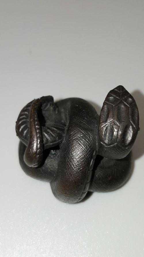 RARE JAPANESE MEIJI 19THC IRON SNAKE SCULPTUREOKIMONO - ADDITIONAL PHOTO 2