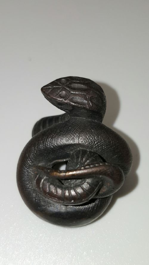 RARE JAPANESE MEIJI 19THC IRON SNAKE SCULPTUREOKIMONO - ADDITIONAL PHOTO 3