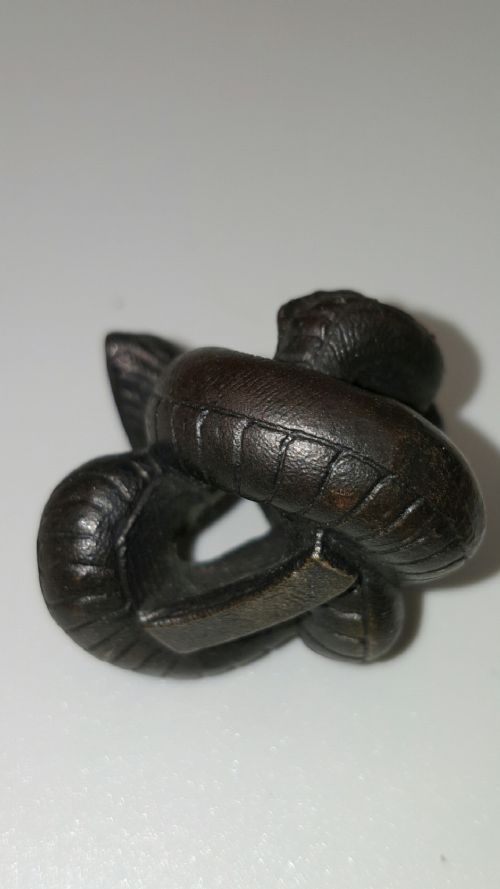 RARE JAPANESE MEIJI 19THC IRON SNAKE SCULPTUREOKIMONO - ADDITIONAL PHOTO 4