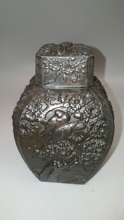 LOVELY UNUSUAL JAPANESE 19THC MEIJI BRONZE TEA CADDY - ADDITIONAL PHOTO 2