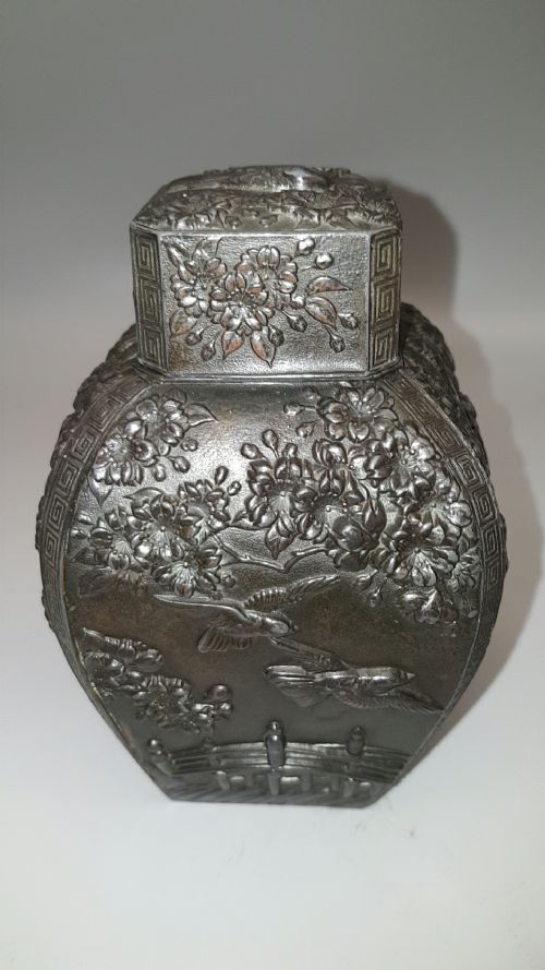 LOVELY UNUSUAL JAPANESE 19THC MEIJI BRONZE TEA CADDY - ADDITIONAL PHOTO 3