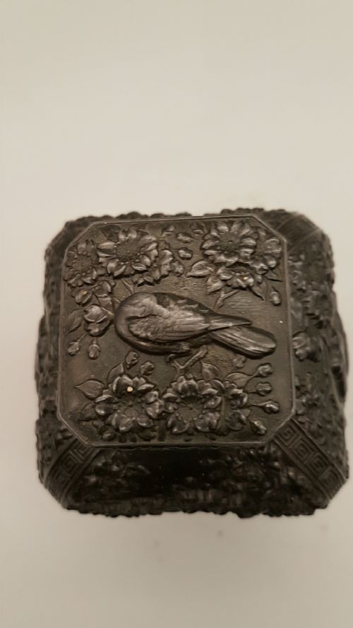 LOVELY UNUSUAL JAPANESE 19THC MEIJI BRONZE TEA CADDY - ADDITIONAL PHOTO 4