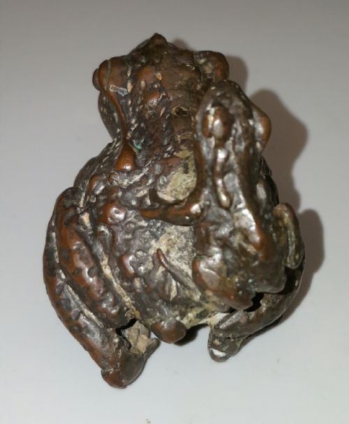 NICE JAPANESE MEIJI 19THC BRONZE TOAD FIGURINE - ADDITIONAL PHOTO 4
