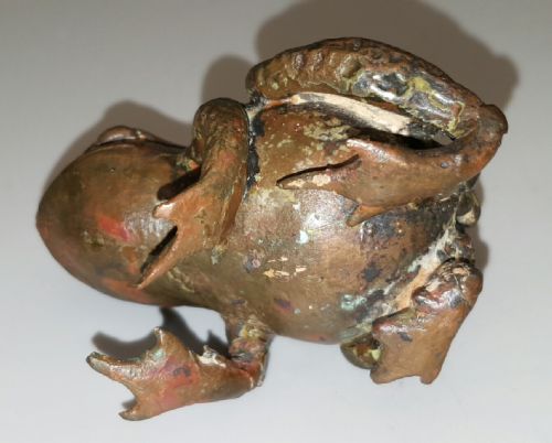 NICE JAPANESE MEIJI 19THC BRONZE TOAD FIGURINE - ADDITIONAL PHOTO 5