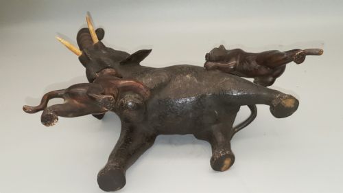 SUPERB JAPANESE MEIJI 19THC BRONZE OF ELEPHANT AND TIGERS - ADDITIONAL PHOTO 6
