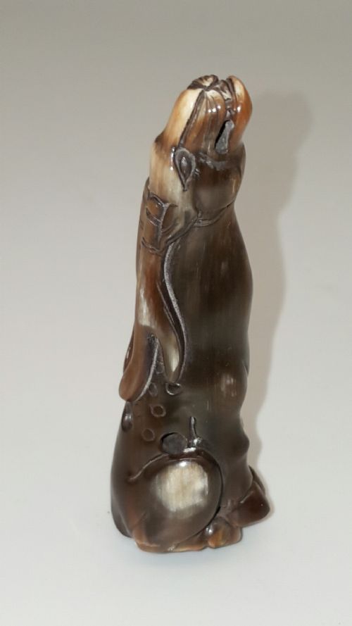 rare japanese meiji 19thc buffalo horn netsuke of stag - CATEGORY: ANTIQUE MISCELLANEOUS - DATED 19TH CENTURY