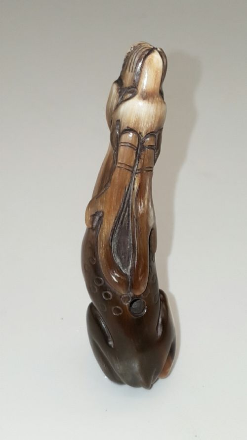RARE JAPANESE MEIJI 19THC BUFFALO HORN NETSUKE OF STAG - ADDITIONAL PHOTO 1