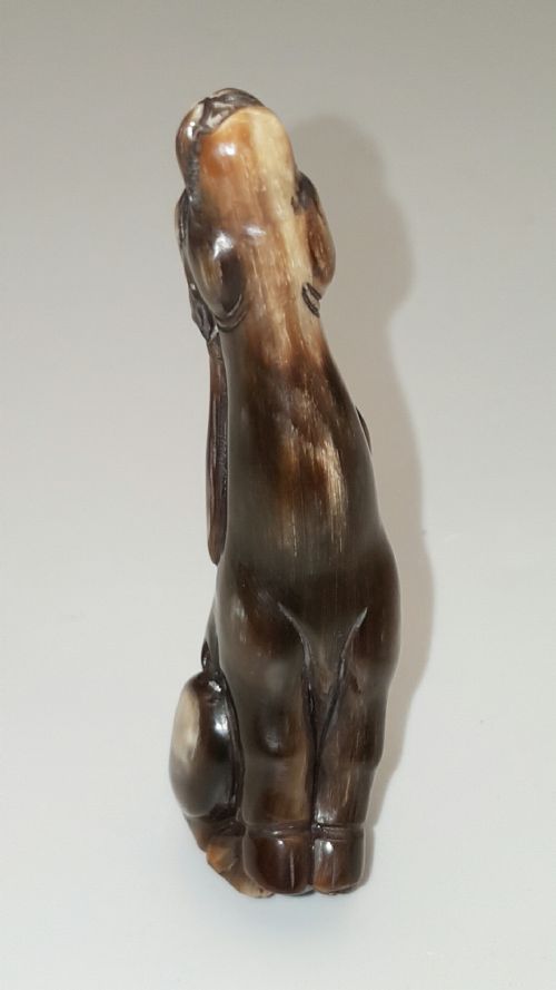 RARE JAPANESE MEIJI 19THC BUFFALO HORN NETSUKE OF STAG - ADDITIONAL PHOTO 3