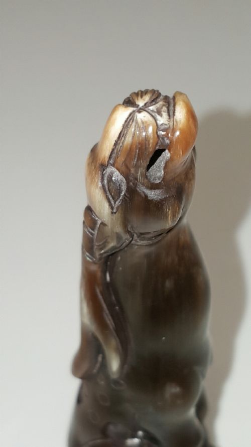 RARE JAPANESE MEIJI 19THC BUFFALO HORN NETSUKE OF STAG - ADDITIONAL PHOTO 4