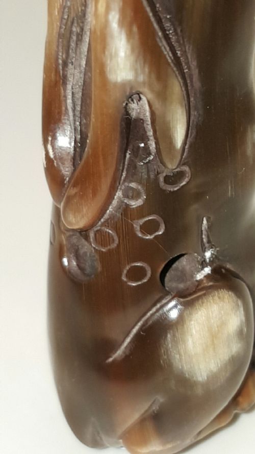 RARE JAPANESE MEIJI 19THC BUFFALO HORN NETSUKE OF STAG - ADDITIONAL PHOTO 5