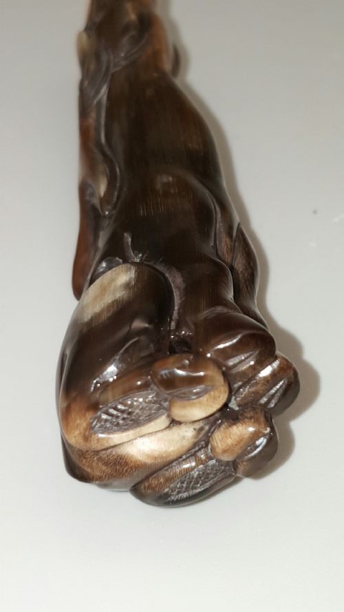 RARE JAPANESE MEIJI 19THC BUFFALO HORN NETSUKE OF STAG - ADDITIONAL PHOTO 6