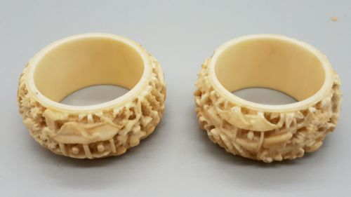 outstanding pair of 19thc chinese ivory carved napkin rings - CATEGORY: ANTIQUE MISCELLANEOUS - DATED 19TH CENTURY